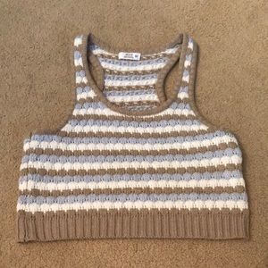 blue + tan knitted tang top